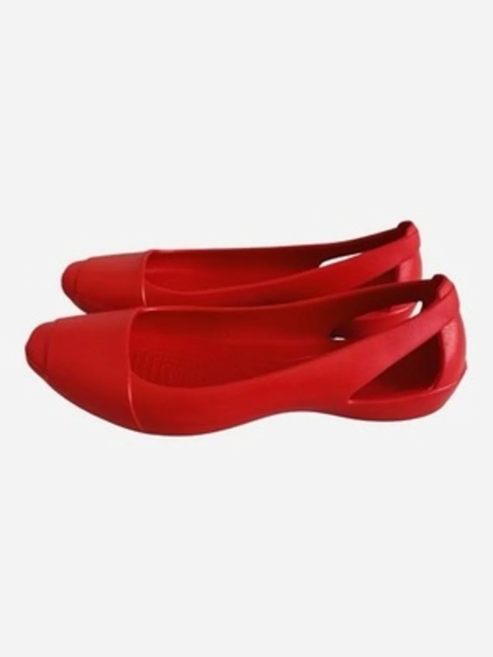 Crocs Womens Sz 6 W Red Iconic Comfort Ballet Flats Slip On Shoes Washable EXC